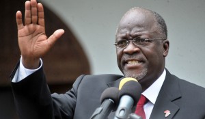 Tanzania's President elect Magufuli addresses members of the ruling CCM at the party's sub-head office on Lumumba road in Dar es Salaam